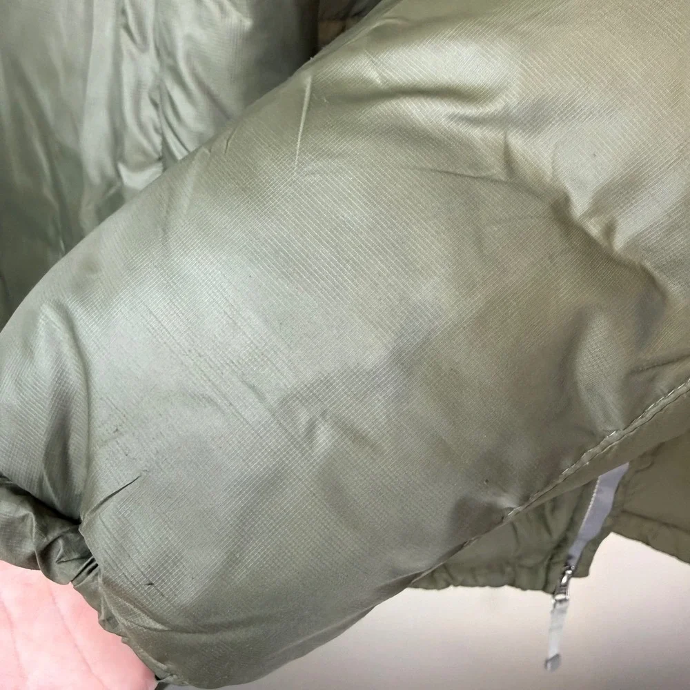 Eddie Bauer Puffer Jacket Mens Large Olive Green Goose Down‎ Ripstop Zip Hiking